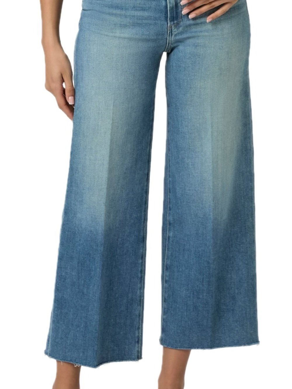 Anessa raw hem high waist ankle wide jeans, mana